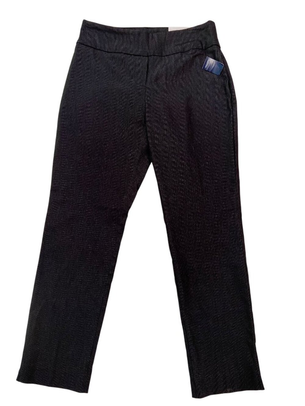 Reitmans NWT Petite 6P Black silver Grey Stretch Dress pull on Pants Silver Thre